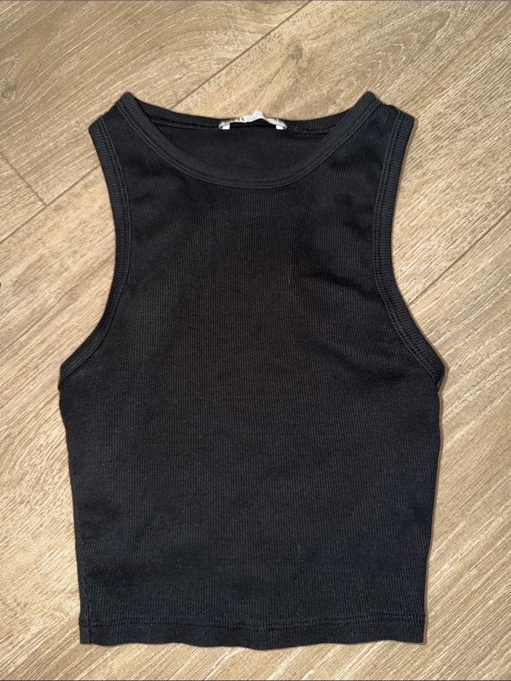 Zara Black Ribbed Scoop Neck Tank